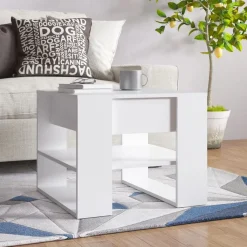 Tafels*vidaXL Salontafel 55,5x55x45 cm bewerkt hout Wit