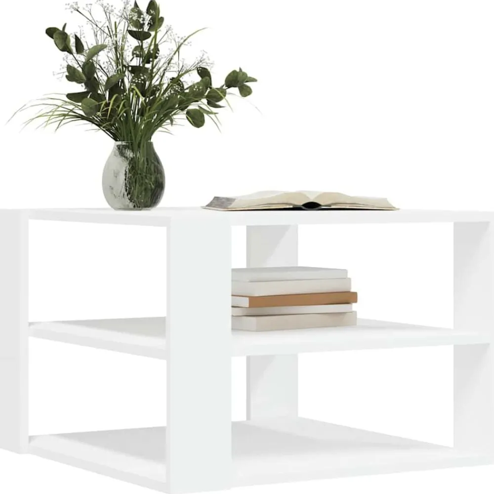 Tafels*vidaXL Salontafel 58x58x40 cm bewerkt hout Wit