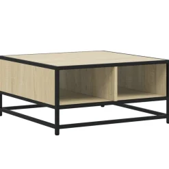 Tafels*vidaXL Salontafel 60,5x60,5x30 cm bewerkt hout en metaal sonoma eiken sonoma oak and black