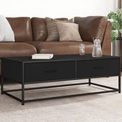 Tafels*vidaXL Salontafel 100x50x35 cm bewerkt hout en metaal Zwart