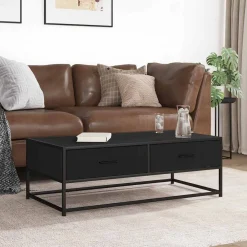 Tafels*vidaXL Salontafel 100x50x35 cm bewerkt hout en metaal Zwart