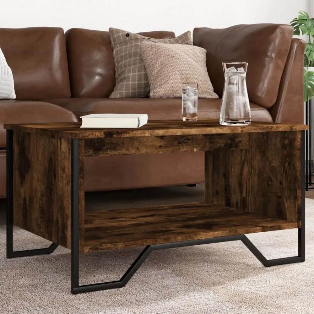 Tafels*vidaXL Salontafel 75x51x40 cm bewerkt hout kleurig Gerookt eiken