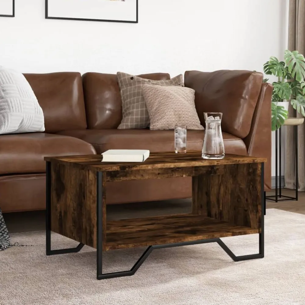 Tafels*vidaXL Salontafel 75x51x40 cm bewerkt hout kleurig Gerookt eiken