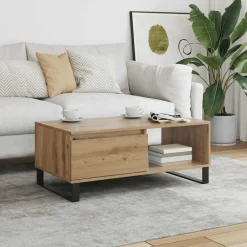 Tafels*vidaXL Salontafel 90x50x36,5 cm bewerkt hout artisanaal eikenkleurig