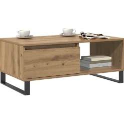 Tafels*vidaXL Salontafel 90x50x36,5 cm bewerkt hout artisanaal eikenkleurig