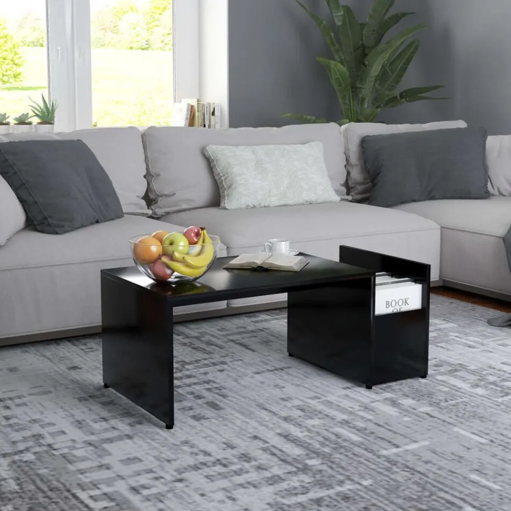 Tafels*vidaXL Salontafel 90x45x35 cm bewerkt hout Zwart