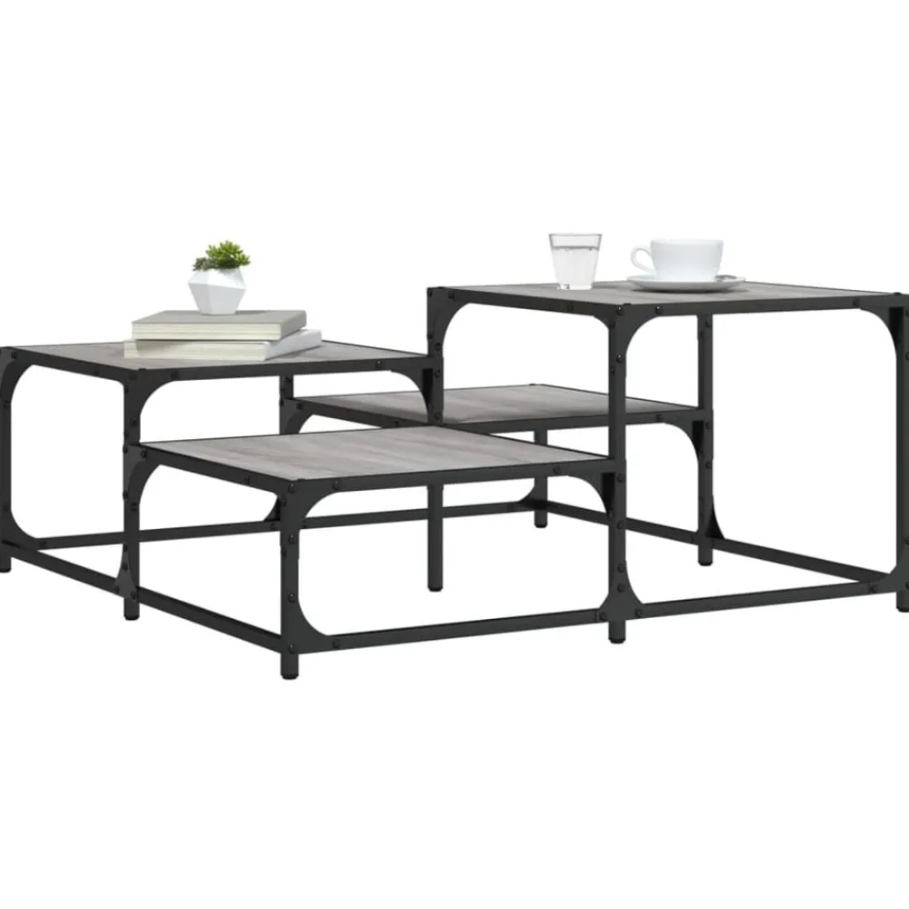 Salontafel 87,5x87,5x40 cm bewerkt hout eikenkleur>vidaXL New