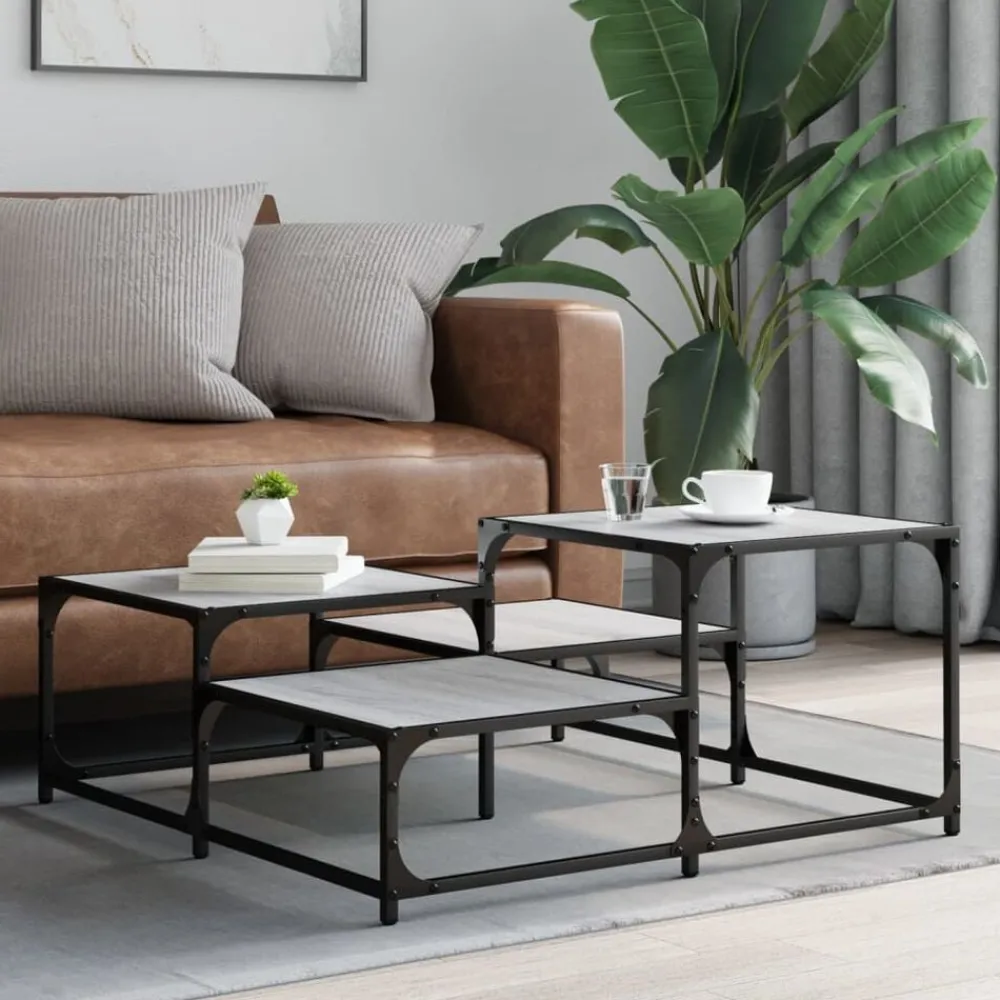 Salontafel 87,5x87,5x40 cm bewerkt hout eikenkleur>vidaXL New