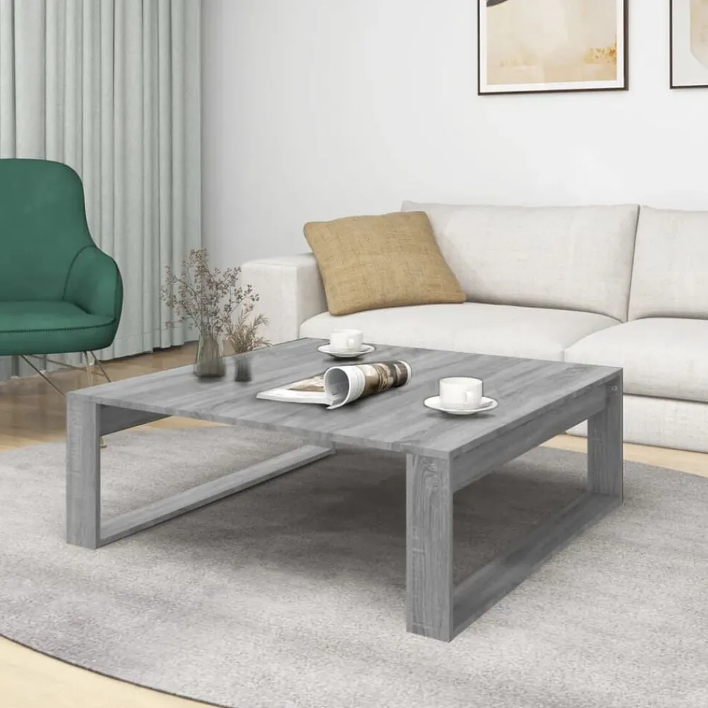 Salontafel 100x100x35 cm bewerkt hout eikenkleurig>vidaXL Online