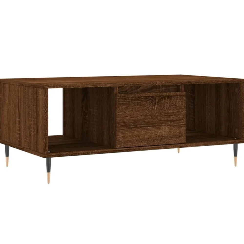 Tafels*vidaXL Salontafel 90x50x36,5 cm bewerkt hout bruin eikenkleur