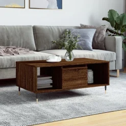 Tafels*vidaXL Salontafel 90x50x36,5 cm bewerkt hout bruin eikenkleur