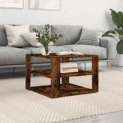 Tafels*vidaXL Salontafel 58x58x40 cm bewerkt hout kleurig Gerookt eiken