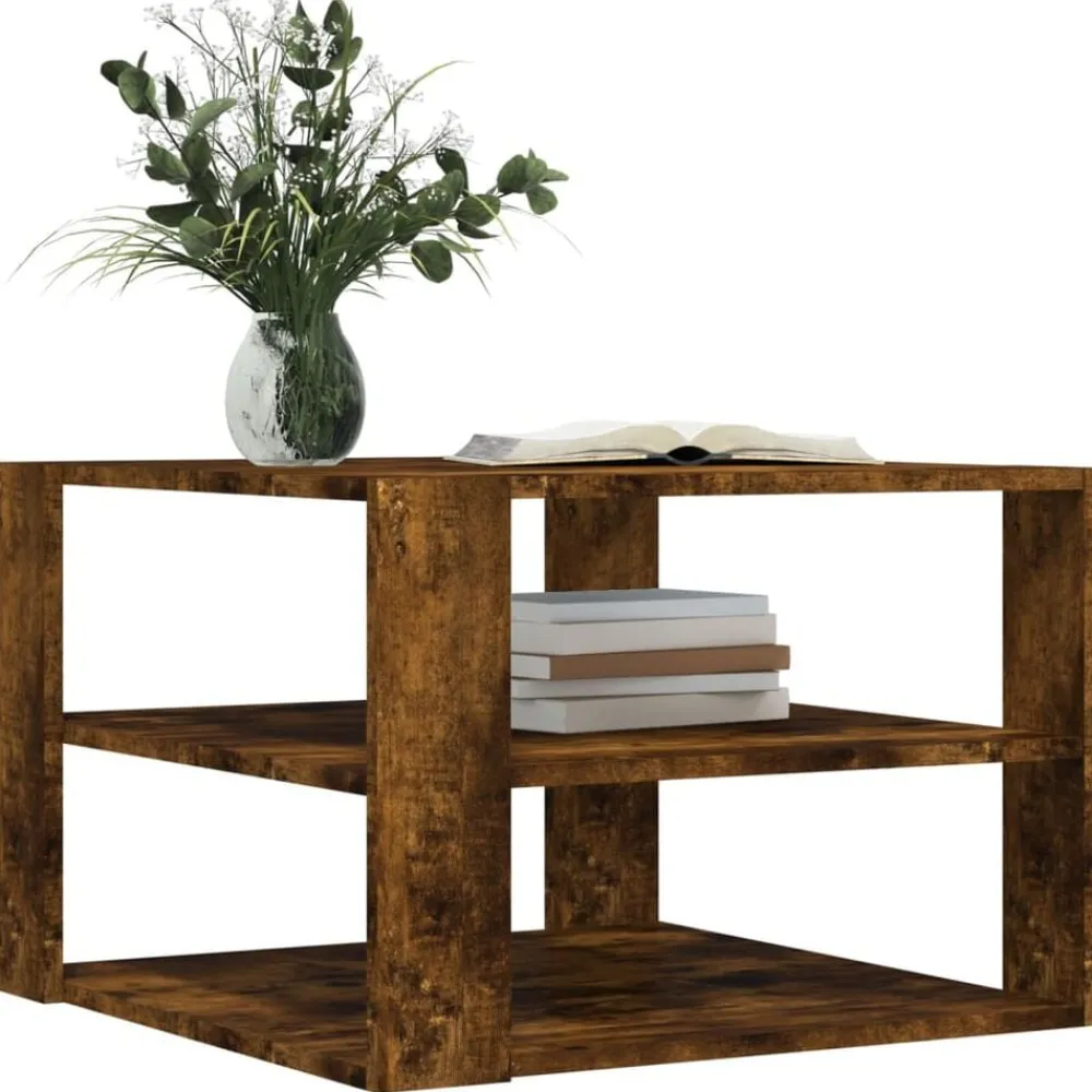 Tafels*vidaXL Salontafel 58x58x40 cm bewerkt hout kleurig Gerookt eiken