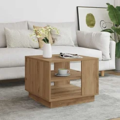 Tafels*vidaXL Salontafel 55x55x42 cm bewerkt hout artisanaal eikenkleurig