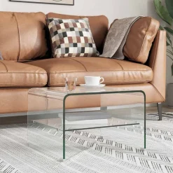 Salontafel 50x45x33 cm gehard glas transparant>vidaXL Best