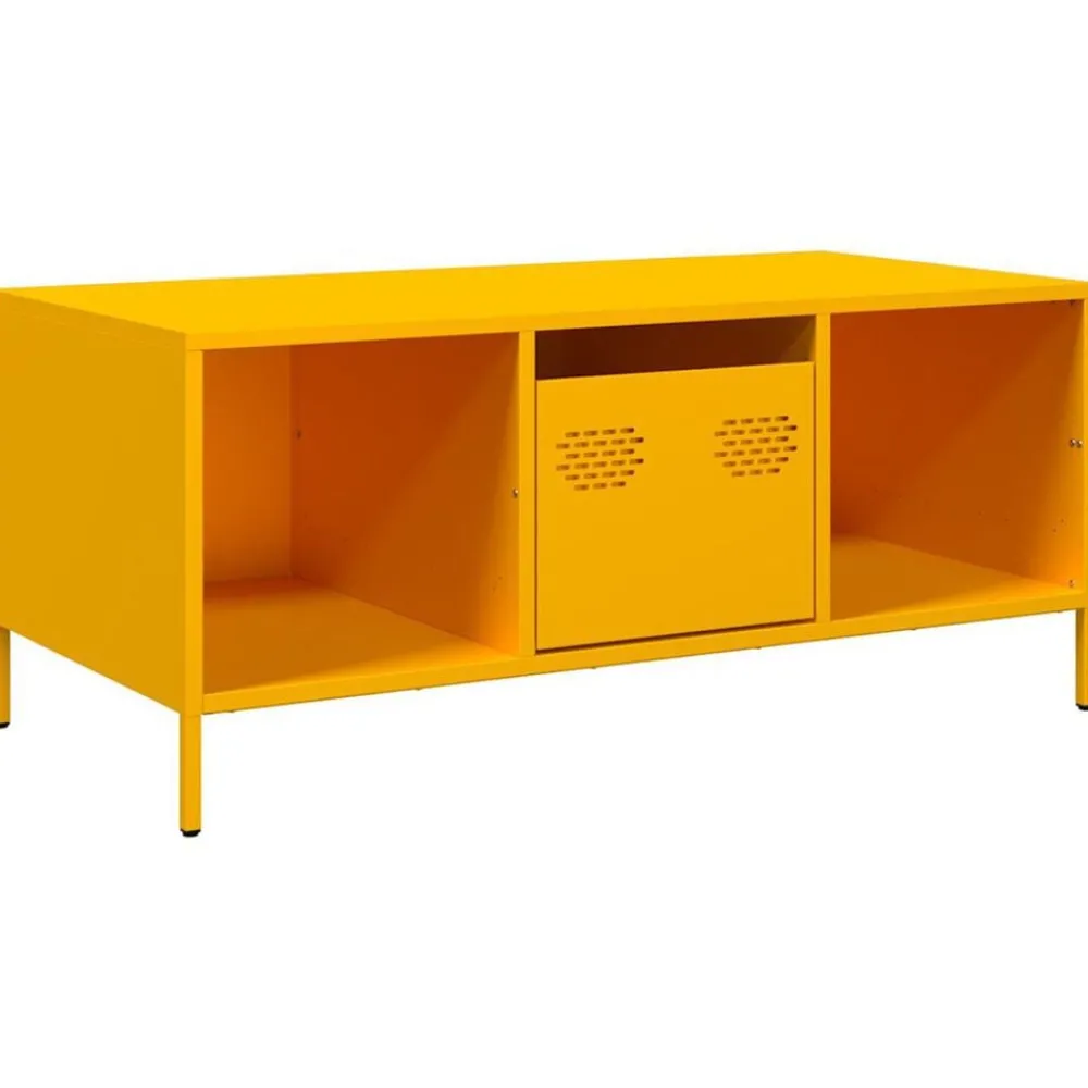 Tafels*vidaXL Salontafel 101,5x50x43,5 cm koudgewalst staal mosterd Geel