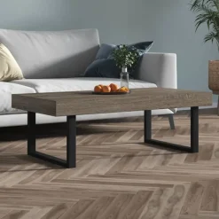 Salontafel 120x60x40 cm MDF en ijzer en zwart>vidaXL