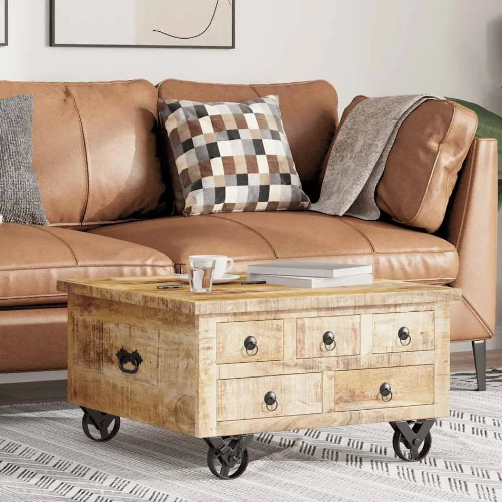 Salontafel 70x70x40 cm ruw mangohout>vidaXL Online