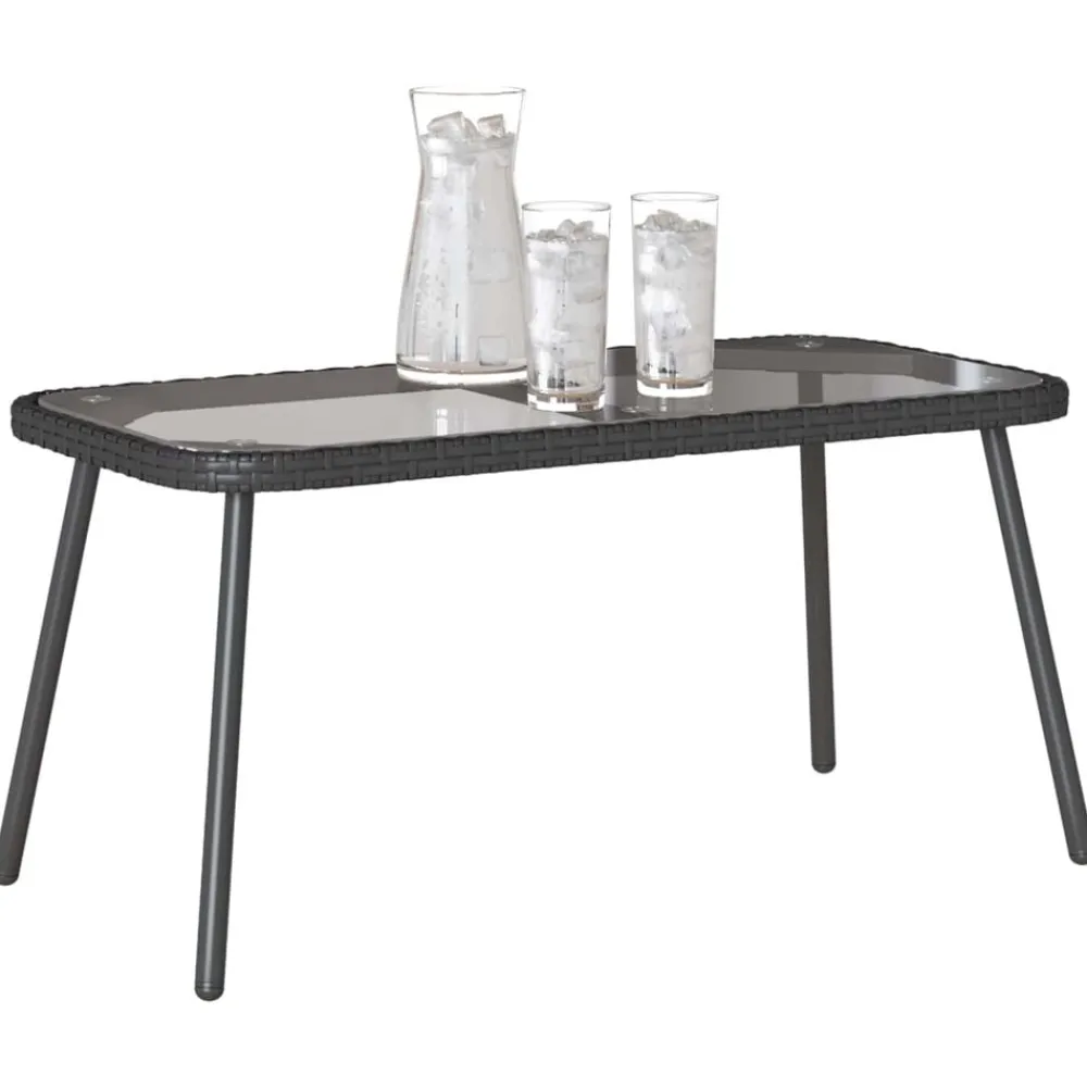 Tuinmeubelen*vidaXL Salontafel 90 x 45 x 43 cm poly rattan Zwart