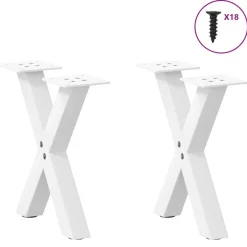 Tafelaccessoires*vidaXL Salontafelpoten 2 st X-vormig 30x(30-31) cm staal Wit
