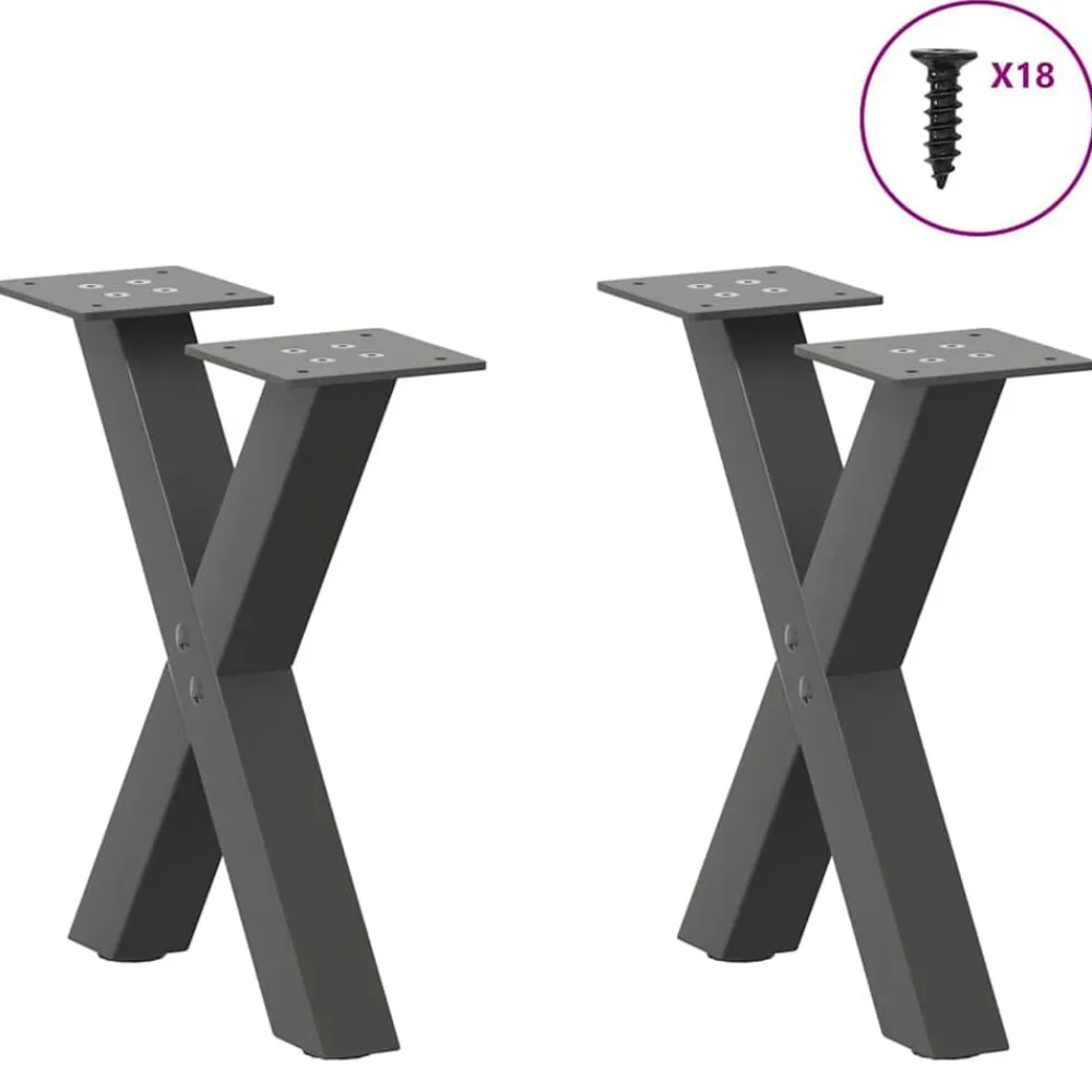 Tafelaccessoires*vidaXL Salontafelpoten 2 st X-vormig 37x(30-31) cm staal Antraciet
