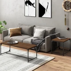 Tafels*vidaXL Salontafels 2 st bewerkt hout bruin eikenkleur