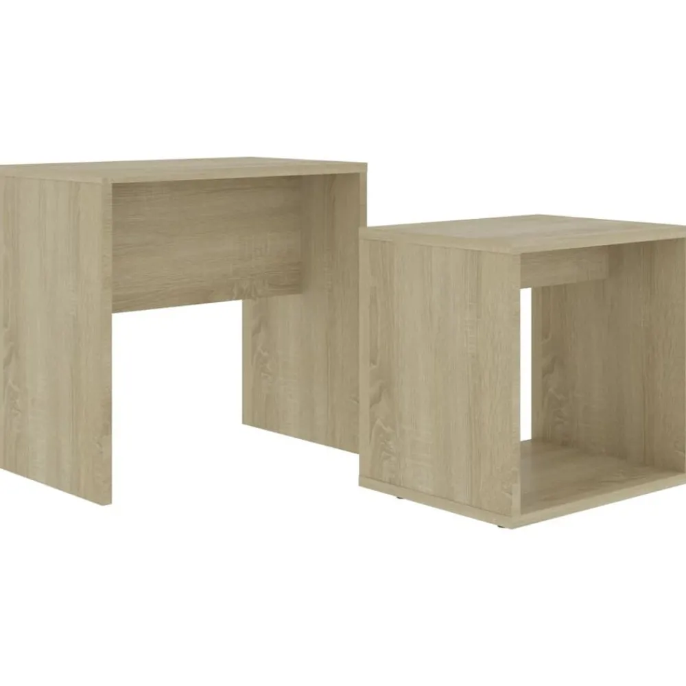 Tafels*vidaXL Salontafelset 48x30x45 cm bewerkt hout kleurig Sonoma eiken