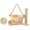 Zwembaden & Spa'S*vidaXL Sauna Accessoire Set 4 pcs Bruin Massief Vurenhout en Hennep