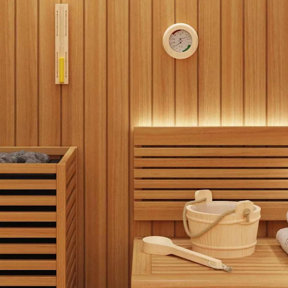 Zwembaden & Spa'S*vidaXL Sauna Accessoire Set 4 pcs Bruin Massief Vurenhout en Hennep