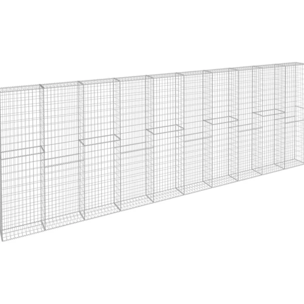 Tuinafscheidingen*vidaXL Schanskorfmuur met deksels 600x30x200 cm gegalvaniseerd staal