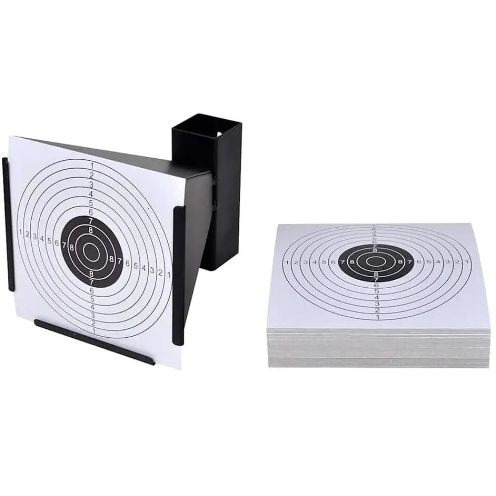 Buitensport*vidaXL Schietkast trechtervormig met 100 papieren targets 14 cm
