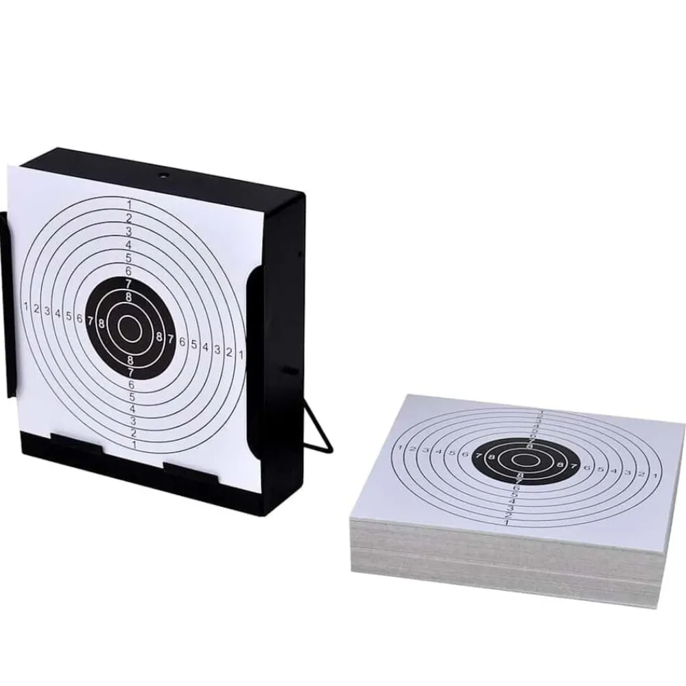 Schietkast vierkant met 100 papieren targets 14 cm>vidaXL