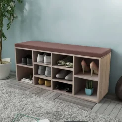 Bankjes*vidaXL Schoenenbank met 10 vakken eikenkleurig Bruin