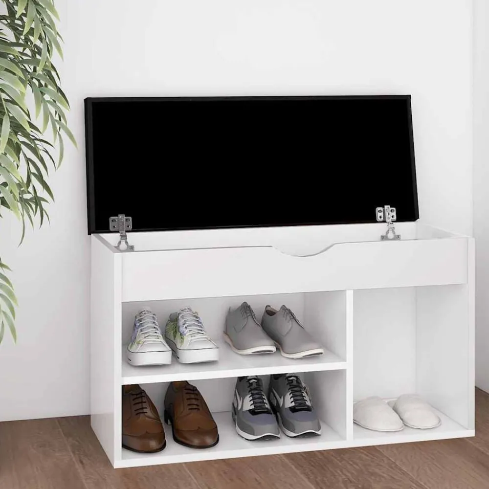 Schoenenbank met kussen 80x30x47 cm bewerkt hout>vidaXL Hot