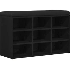 Bankjes*vidaXL Schoenenbank met plank Zwart 80 x 30 x 48 cm Bewerkt hout Zwart eiken
