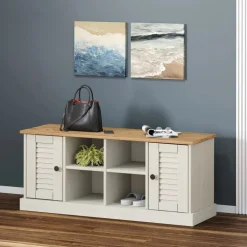 Bankjes*vidaXL Schoenenbank VIGO 106x35x40 cm massief grenenhout Wit
