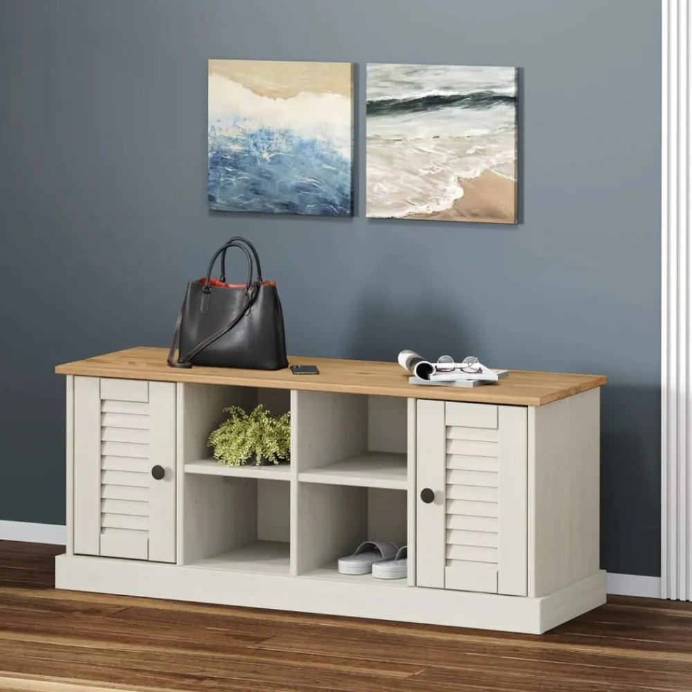 Bankjes*vidaXL Schoenenbank VIGO 106x35x40 cm massief grenenhout Wit