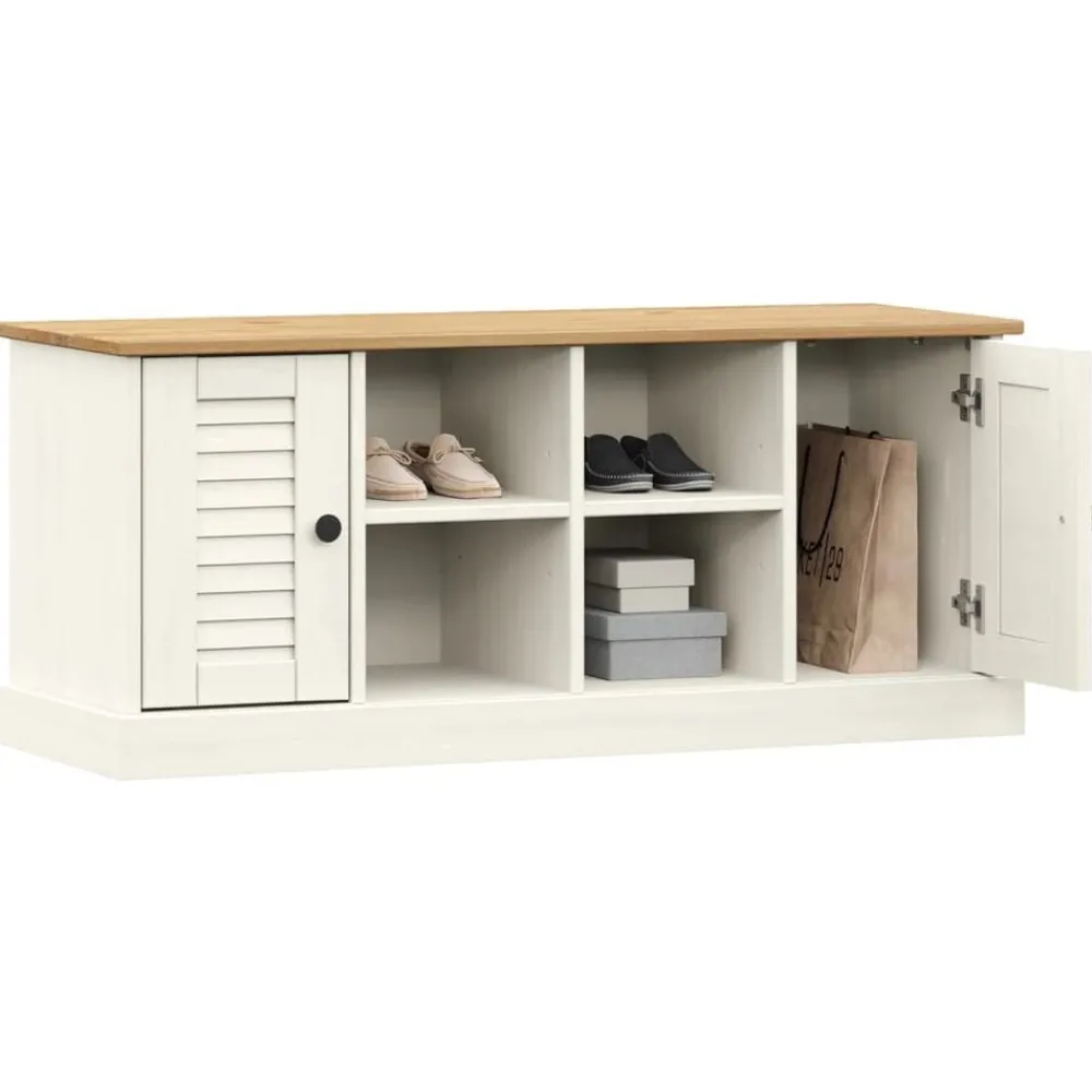 Bankjes*vidaXL Schoenenbank VIGO 106x35x40 cm massief grenenhout Wit