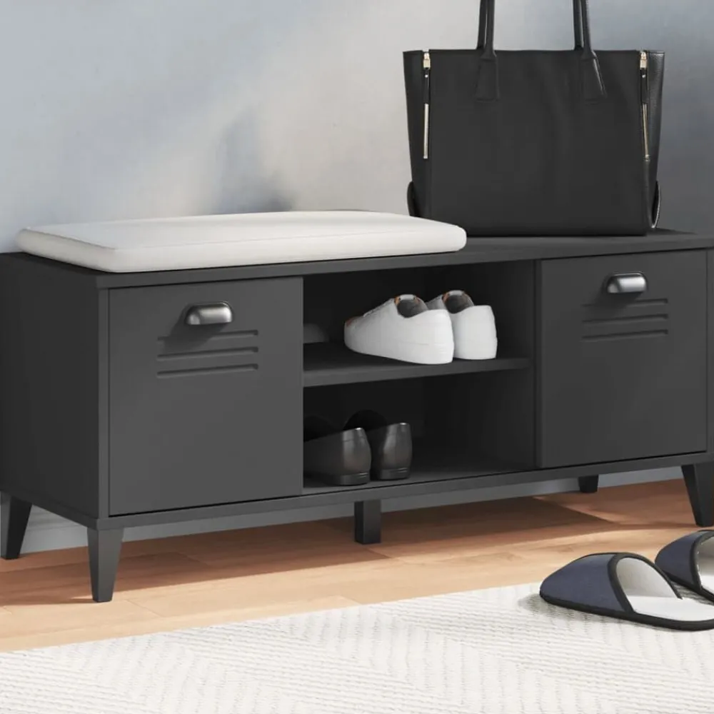 Huishoudelijke Benodigdheden*vidaXL Schoenenbank VIKEN 106x35x45 cm bewerkt hout Zwart