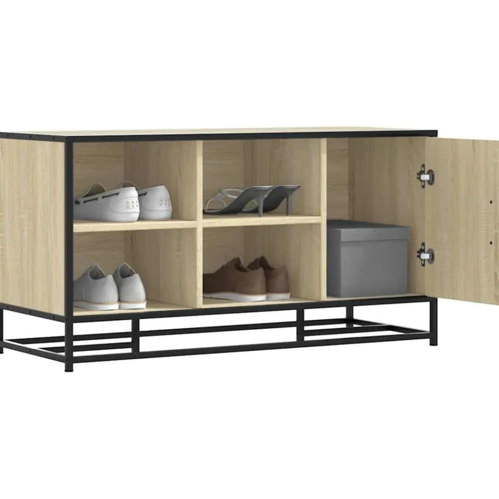 Bankjes*vidaXL Schoenenbank 100x40x53,5 cm bewerkt hout en metaal Sonoma eiken