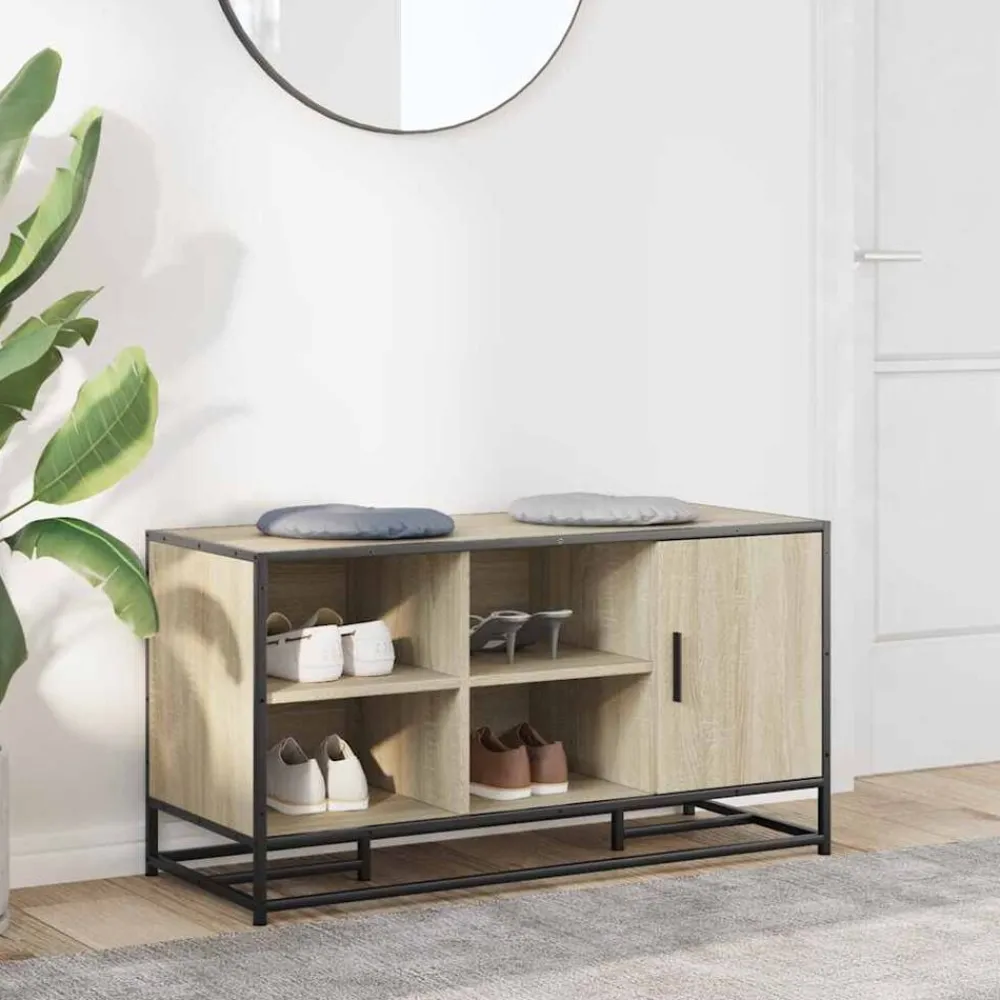 Bankjes*vidaXL Schoenenbank 100x40x53,5 cm bewerkt hout en metaal Sonoma eiken