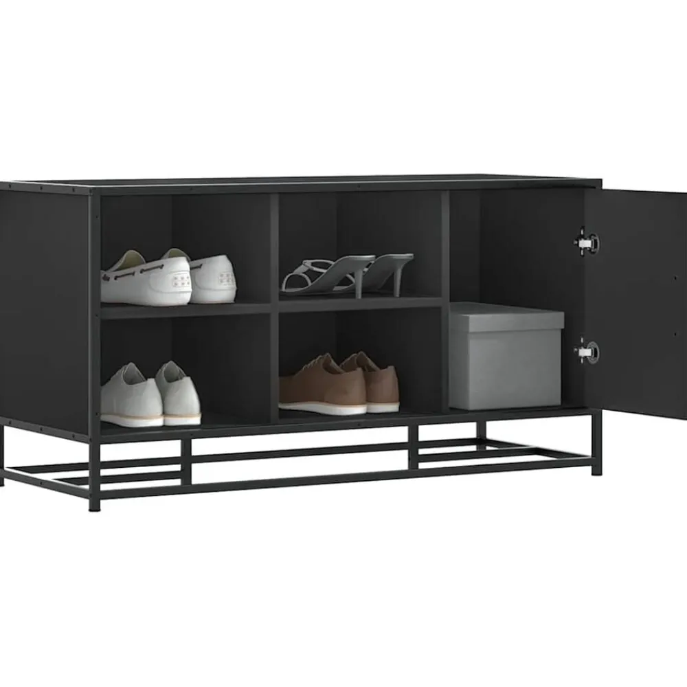 Bankjes*vidaXL Schoenenbank 100x40x53,5 cm bewerkt hout en metaal Zwart