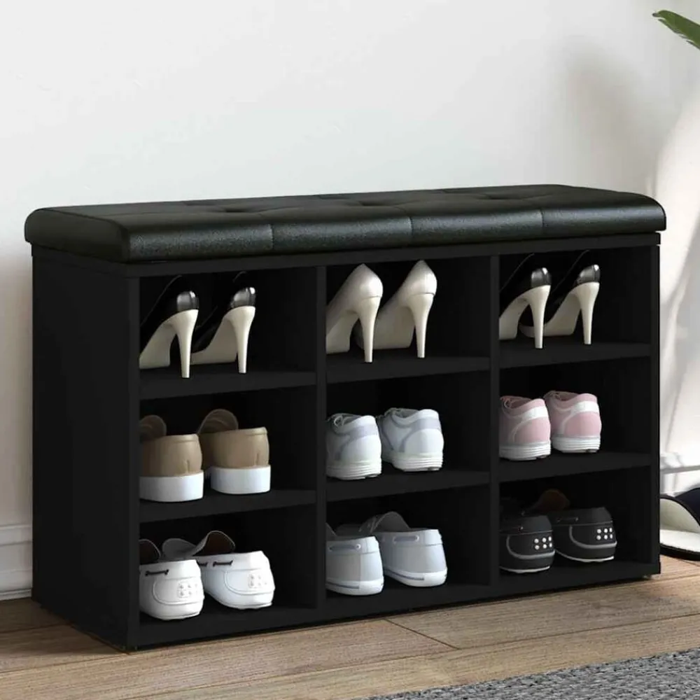 Bankjes*vidaXL Schoenenbank 82x32x50 cm bewerkt hout Zwart