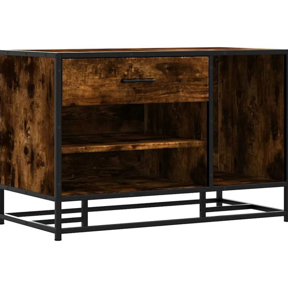 Bankjes*vidaXL Schoenenbank 80x40x53,5 cm bewerkt hout en metaal Gerookt eiken