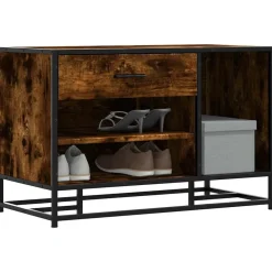 Bankjes*vidaXL Schoenenbank 80x40x53,5 cm bewerkt hout en metaal Gerookt eiken