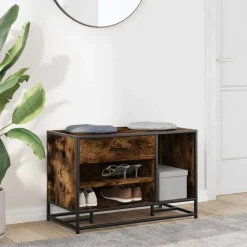 Bankjes*vidaXL Schoenenbank 80x40x53,5 cm bewerkt hout en metaal Gerookt eiken