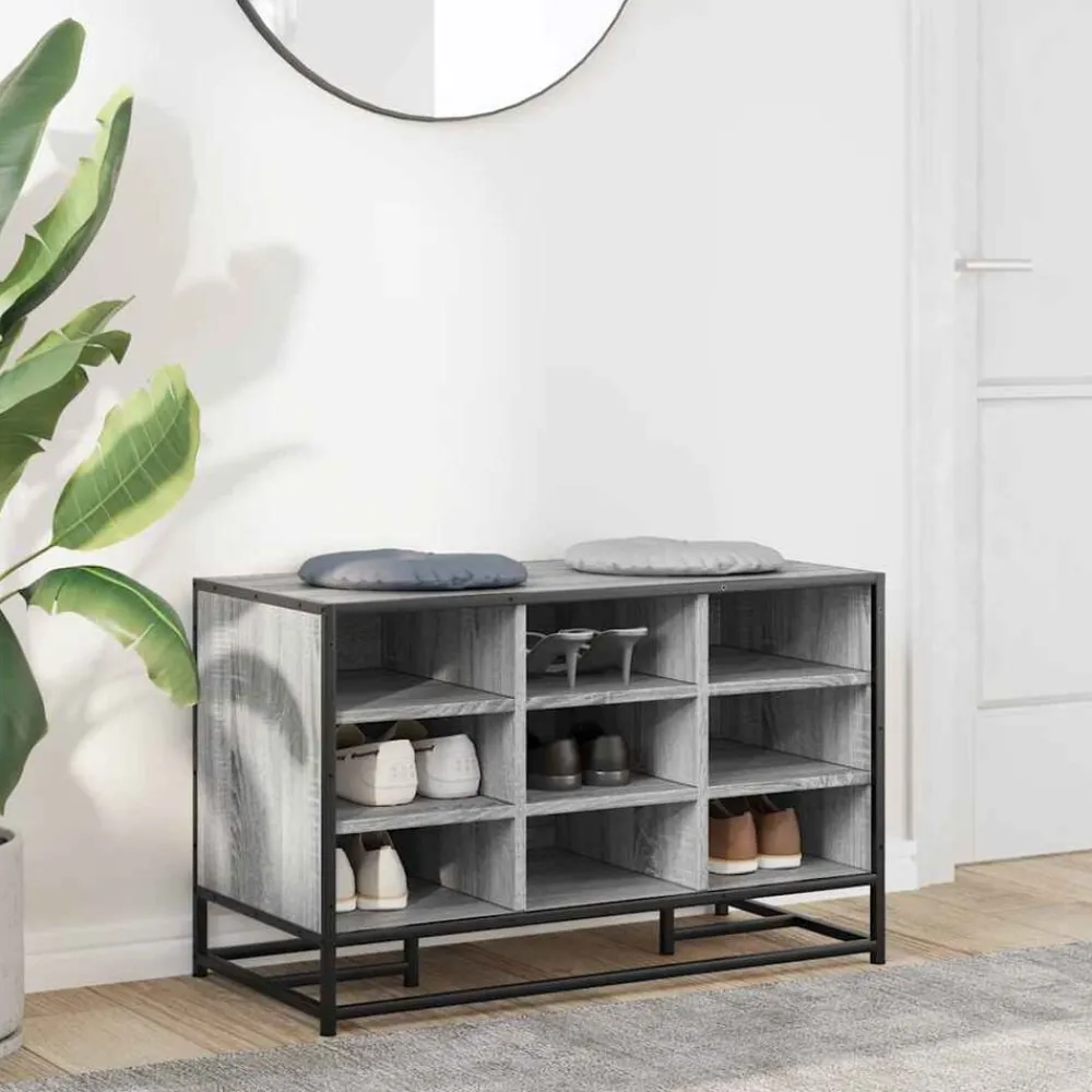Schoenenbank 84x40x53,5 cm bewerkt hout en metaal>vidaXL Online