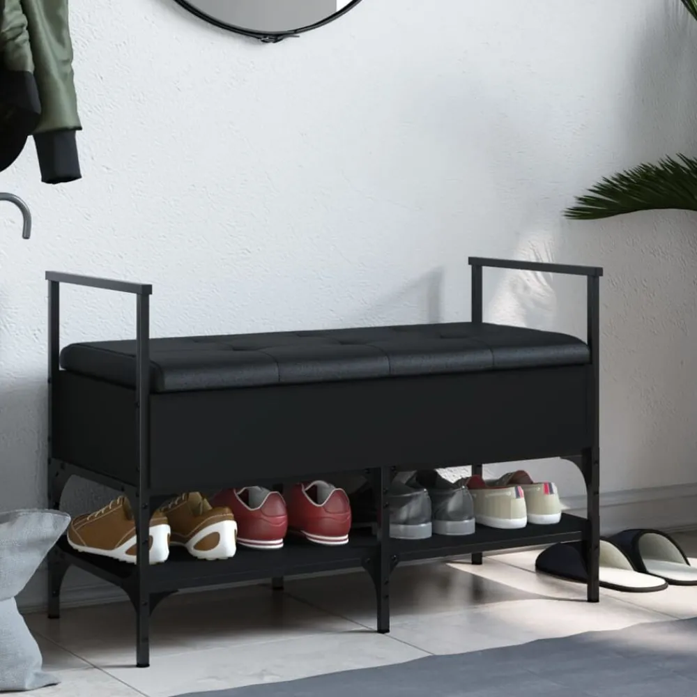 Bankjes*vidaXL Schoenenbank 85,5x42x57,5 cm bewerkt hout Zwart