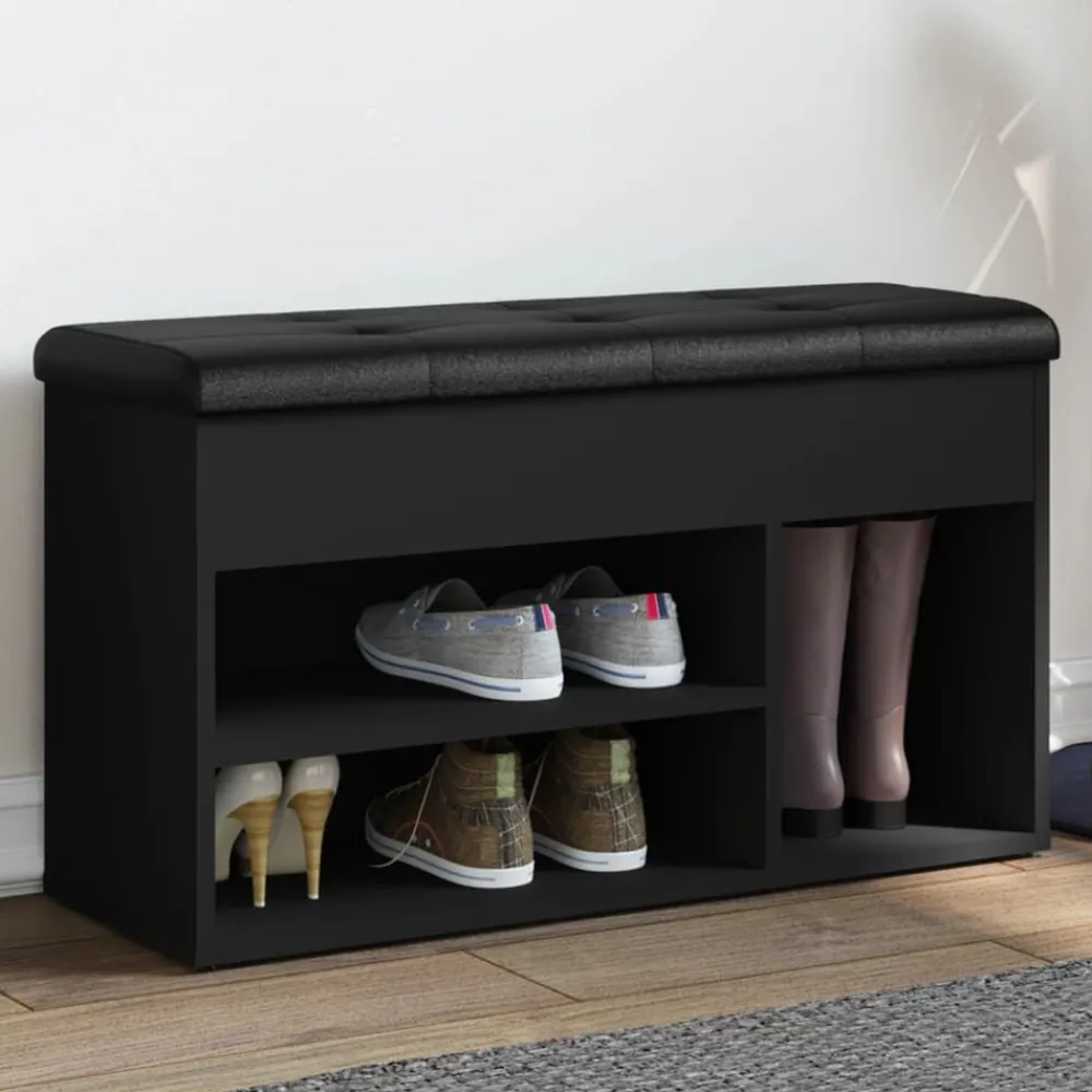 Bankjes*vidaXL Schoenenbank 82x32x45,5 cm bewerkt hout Zwart