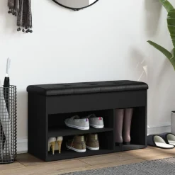 Bankjes*vidaXL Schoenenbank 82x32x45,5 cm bewerkt hout Zwart